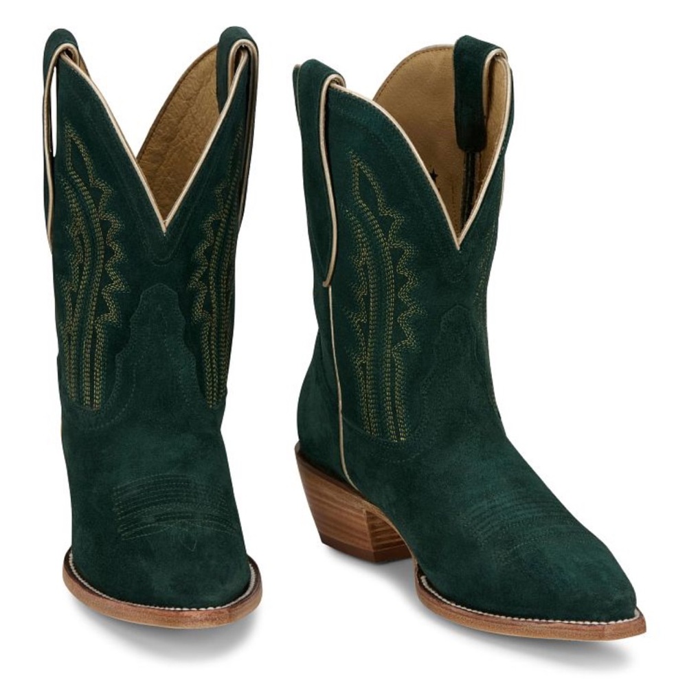 NWT & Box Tony Lama Dark Green Suede Western Boots - Picture 2 of 15